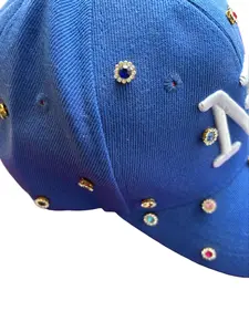 Rhinestone Baseball Cap Unisex Adjustable - Blue