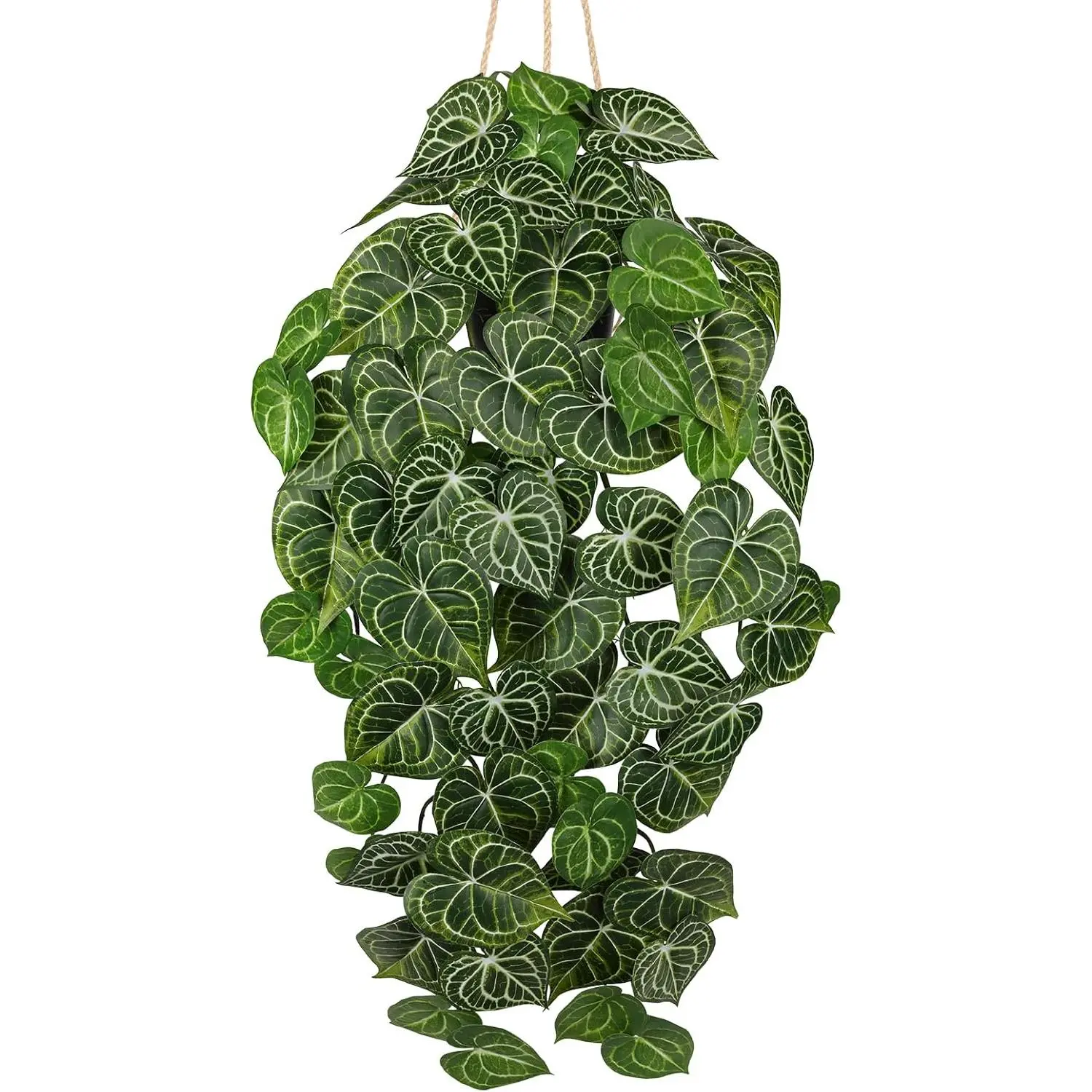 Large  Hanging  in Pot with Hook, 37" Artificial Hanging Pothos Long Vines ,  Potted Greenery  for Room Wall Living Room Bathroom Kitchen, Big Faux Ivy Houseplants for Shelf