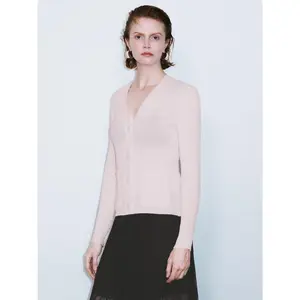 URBAN REVIVO 2026 Spring Women's Long-Sleeve Polyester Fine Knit Cardigan, Basic Fit Button-Front Skinny Washable Casual Knitwear Top, Style UWJ950023, Longsleeves