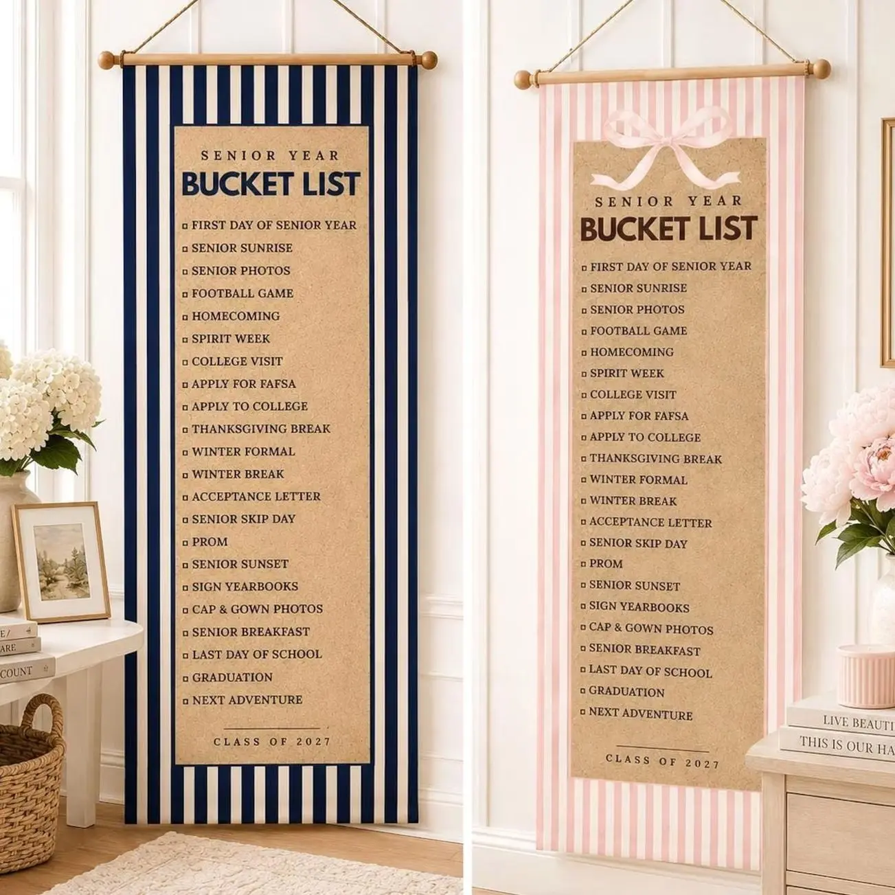 Senior Year Bucket List Banner, Class of 2027 Graduation Banner, Senior Checklist, Senior Banner