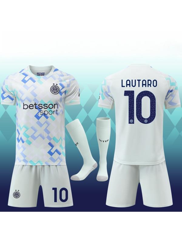 2526 New Inter Milan Away Football Kit, No. 9 Thuram, No. 23 Barella, No. 10 Lautaro, White Set Jersey