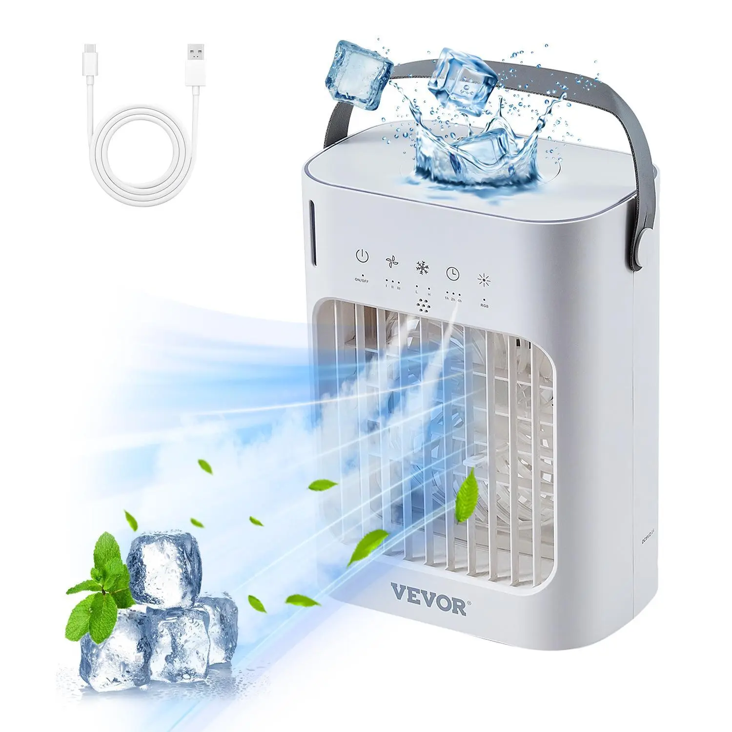 【Summerfinds】VEVOR Portable 4-in-1 Evaporative Air Cooler - 700ml Water Tank, Ultrasonic Mist, Adjustable Speed, Cooling Sleep Mode, Household Swamp Cooler Fan for Households