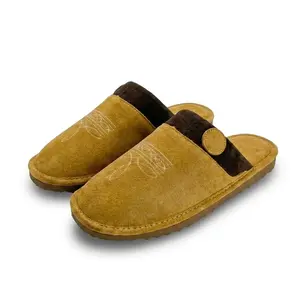 All Season Western Cowboy Boot Stitch Slippers with Square Toe Suede Leather House Shoes for Men & Women Indoor/Outdoor