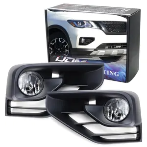 iJDMTOY Clear Lens H11 Halogen Bulb Fog Light Assemblies with Bumper Fog Bezels, Wiring Harness & Switch For 2017-2020 Nissan Pathfinder (R52 LCI models)
