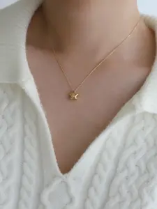 Star Design Pendant Dangling Charms Necklace for Women, Stainless Steel Jewelry for Party, Daily Clothing Decor, Trendy All-match & Exquisite Jewelry for Birthday Gift