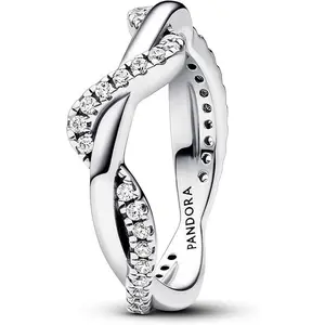 Pandora Sparkling Intertwined Wave Ring 193098C01-56