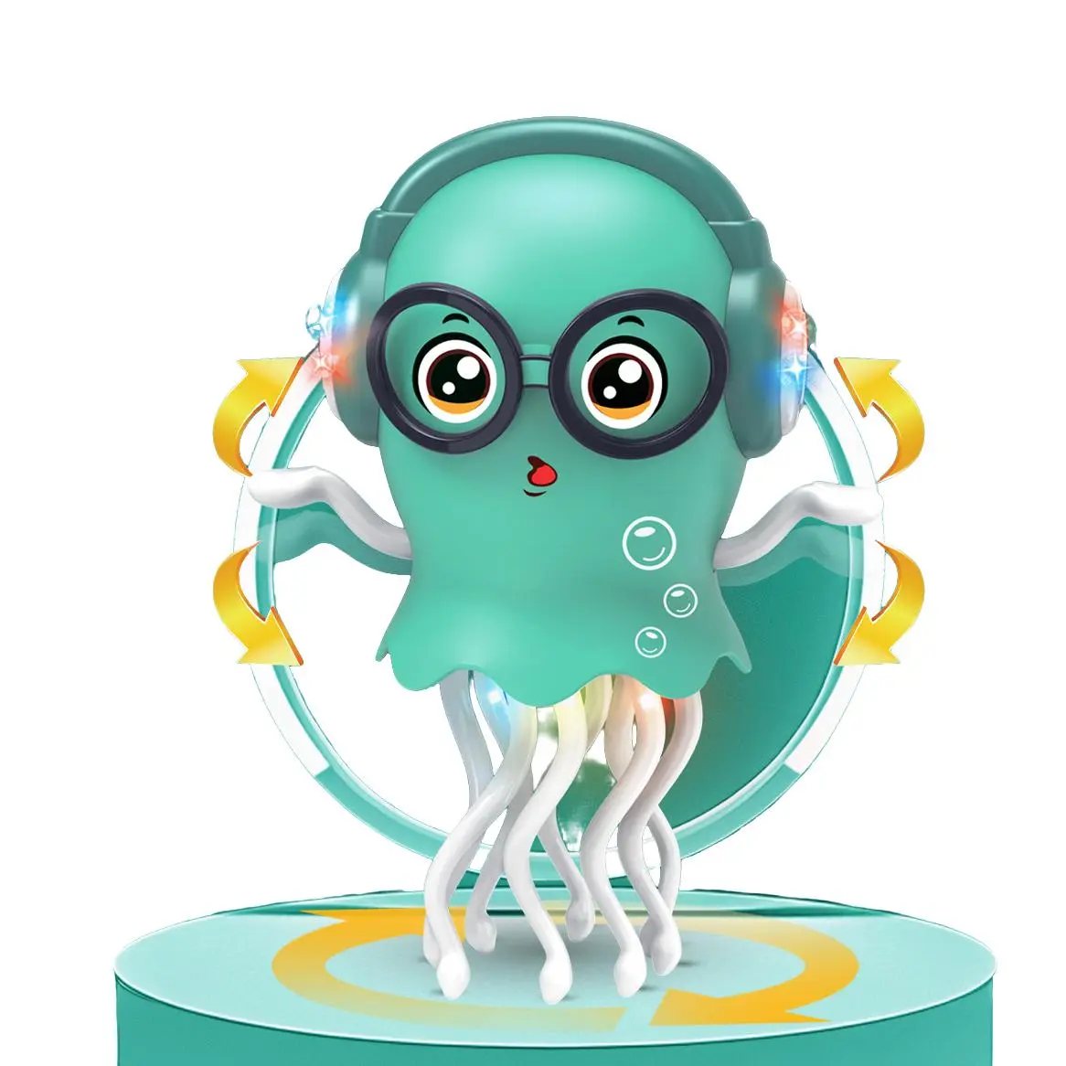 New Year Electric Walking Squid Toy, Cute Cartoon Jellyfish Dancing Sensor Avoidance, Automatic Crawling Octopus Electronic Pet Play Light Music, Musical Light Up