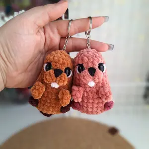 Cute Crochet Beaver Keychain – Mini Plush Amigurumi Gift Idea