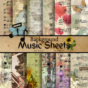 Vintage Music Scrapbook Paper Pad | Shabby Chic Floral Sheet Music Paper | Junk Journal & Collage Paper Pack | 24 Sheets 12 Designs