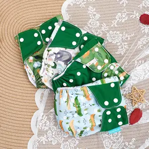 4 Pack Reusable Cloth Diapers for Babies, Adjustable Washable Baby Cloth Nappies with Cute Prints, Soft Breathable Cloth Diapers for Infant Toddlers, Eco-Friendly Baby Diapers for Boys Girls