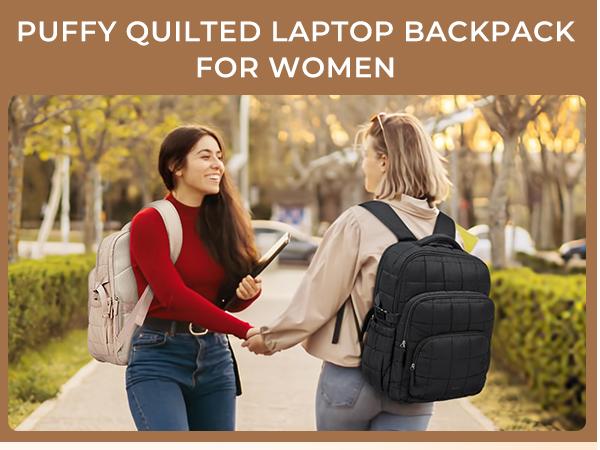 CLUCI HolidayHaul HolidayHaul New Collection School Backpack Puffer Backpack 17.3 Inch Laptop Backpack for Women, Anti Theft Travel Backpack, Puffer Quilted Work, Water Resistant College Bookbag, Carry on Bckpack