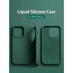 Green 1PC Luxury Liquid Silicone Shockproof Case Compatible With Apple IPhone 16 14 13 12 11 15 Pro Max Cover Compatible With Iphone 12 13 Mini 14 15 16 Plus Fashion With Velvet Protection Phone Cases