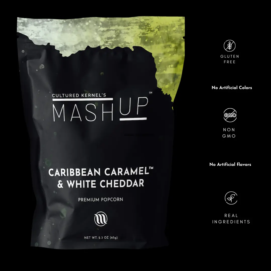 Cultured Kernel's MASHUP PREMIUM POPCORN - 8 Authentic Caribbean Flavors | Shareable Size | Gluten Free | Non GMO | Elevate Your Snacking Experience | For Flavour Enthusiasts with High Expectations Around Taste, Texture and Quality  | Family Owned