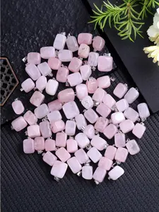 8pcs Irregular Natural Rose Quartz Pendants, Holiday Gifts. Each Piece is a Unique Size, Suitable for Men and Women. Heartwarming Keepsake, Celebration Accessories, Exquisite Design, Natural Crystal, Superb Craftsmanship, Fashionable Accessories.