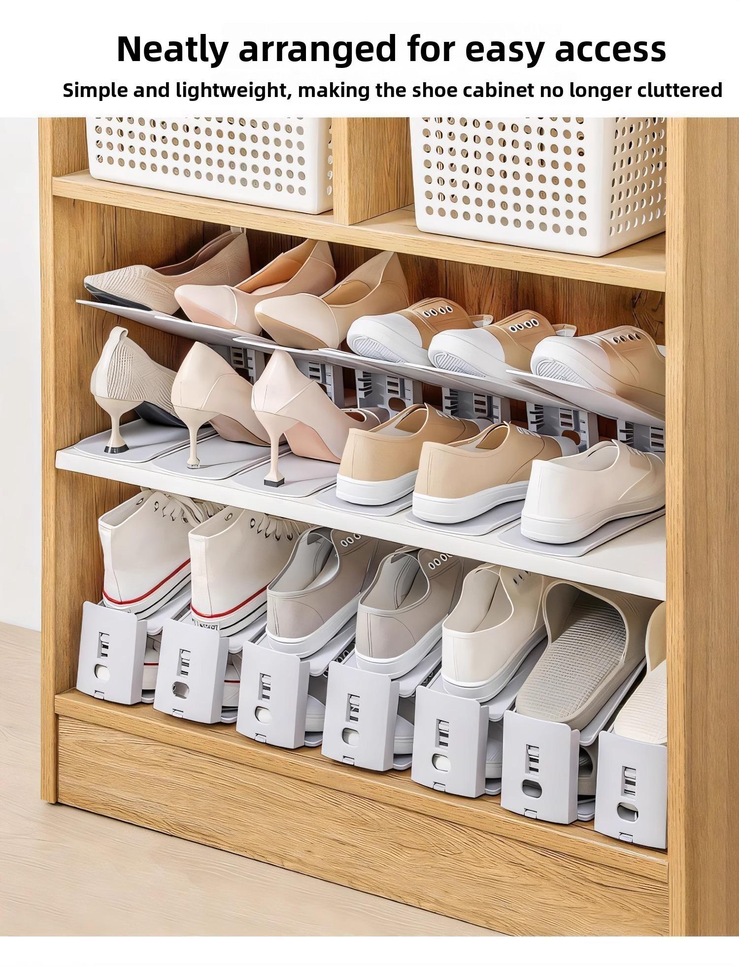 5PCS Foldable shoe rack, space-saving shoe storage organizer, minimalist storage box, transparent shoe cabinet, layered divider boards for shoe boxes