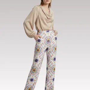Original Floral Print Women's Pants in Soft Milk Silk Fabric - Comfortable, Skin-Friendly, Breathable Trousers for Daily Wear and Lounge