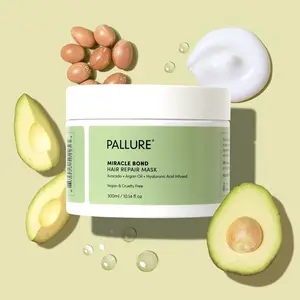 Pallure Miracle Bond Hair Repair Mask for dry and damaged hair - Made for all hair types, Made with Avocado, Argan Oil, Biotin, Rosemary and Hyaluronic Acid to enhance hair growth and health