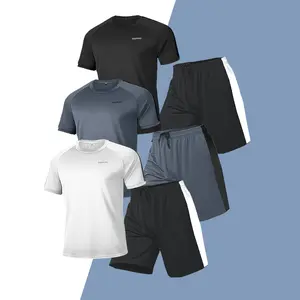 RPOVIG 3-Pack Shirts Shorts Workout Set:Men's 3 Pack Clothes Short set outfits Gym Active Athletic Basketball Sports Outwear Breathable men's 2 piece set Fit Tracksuit