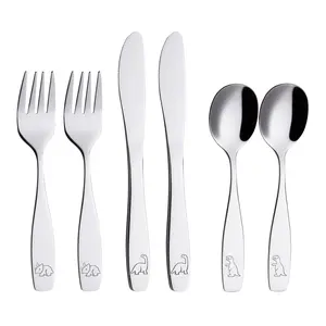 ANNOVA Animals Kids Safe Silverware 6 Pieces Flatware Set Stainless Steel