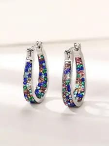 1 Pair Simple Cubic Zirconia Hoop Earrings For Women For Wedding Engagement Anniversary Party Jewelry Valentine's Day Gift