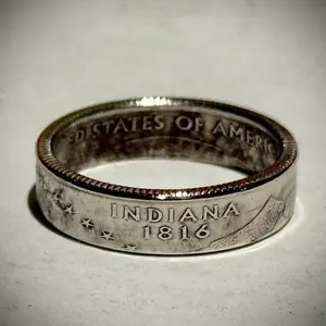 Handmade state ring made from a quarter