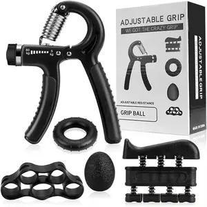 Hand Grip Strengthener Exercise Kit - 5 Pieces Hand Exerciser for Men Women Power Hand Grip Trainer, Finger Stretcher, Grip Ring, Stress Relief Ball