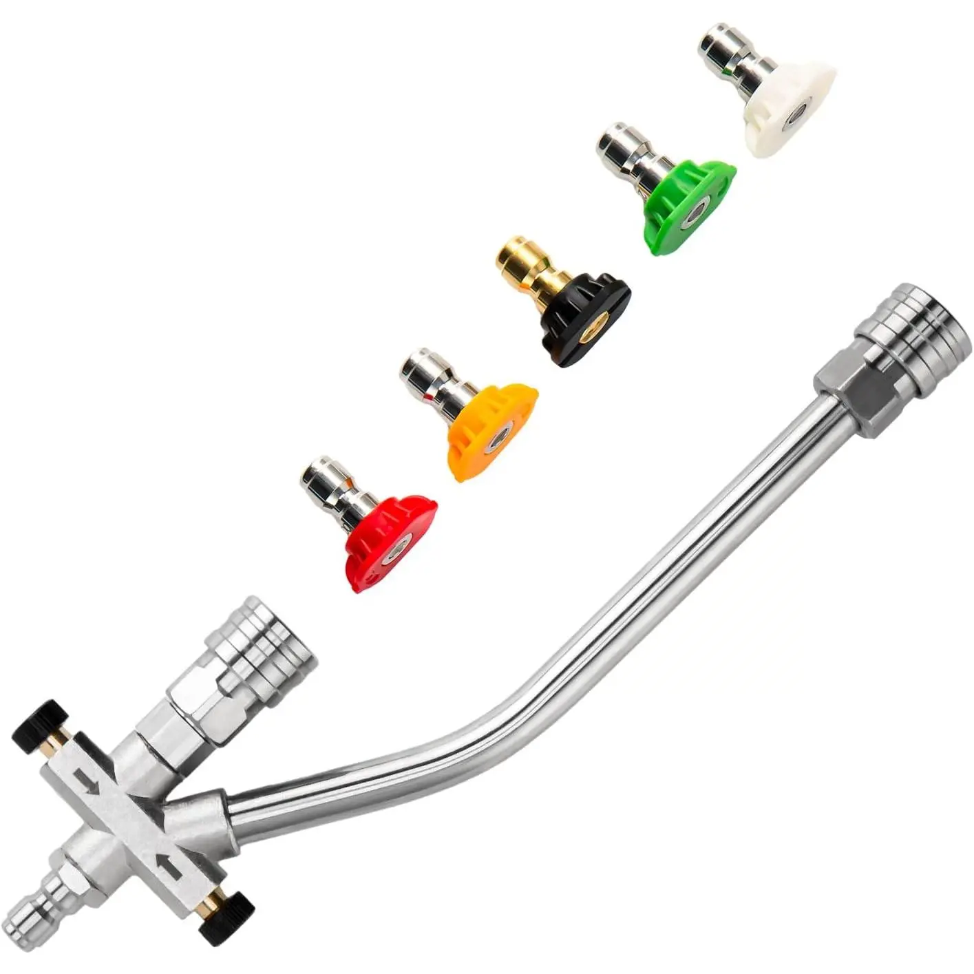 GJANSH Foam Cannon Dual-Connector Accessory, Pressure Washer Double Tip Attachment for Foam Cannon, Pressure Washer Accessories with 1/4" Quick Connect for Car Wash, 5 Pressure Washer Sprayer Nozzles,summervibes