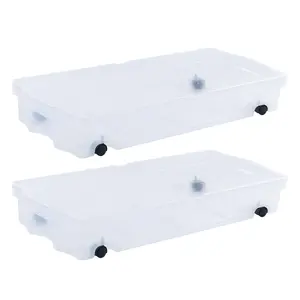 Rubbermaid 68 Qt Under Bed Wheeled Storage Boxes with Dual Hinged Lids (2 Pack) Organiser Containers