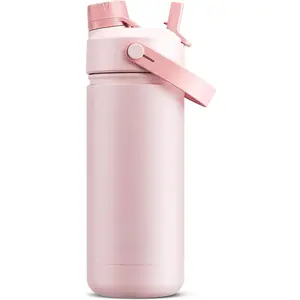 18 oz Insulated Water Bottle with 2-in-1 Straw and Spout Lid, Keep Cold 24H, Leak-Proof, Fits in Car Cup Holder, Stainless Steel Water Bottle for Sports, Travel, and School (Cotton Candy): Home & Kitchen