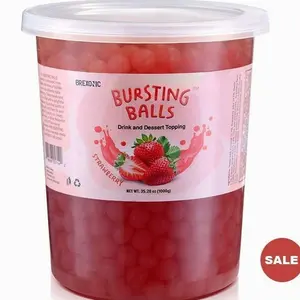 SYRUVIA Boba Pearls Popping Bursting Boba, Tapioca Pearls For Bubble Tea (Strawberry , 2 LB 1 Pack) Sweet Beverage