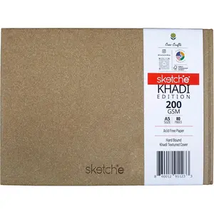 A5 Square Hardcover Sketchbook – 40 Sheets / 80 Pages, 200 GSM Acid-Free Cartridge Paper – Ideal for Watercolor, Acrylic, Markers, Ink, Oil Pastels & Pencils – Khadi Cover
