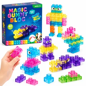 Soft & Flexible Building Blocks for Toddlers, 40 PCS Sensory Toy Set, Non-Toxic TPE Blocks, Educational Stacking Toys for Kids Ages 3+