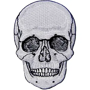 Skull  Biker Patch  Goth Embroidered Applique Iron On Sew On Emblem