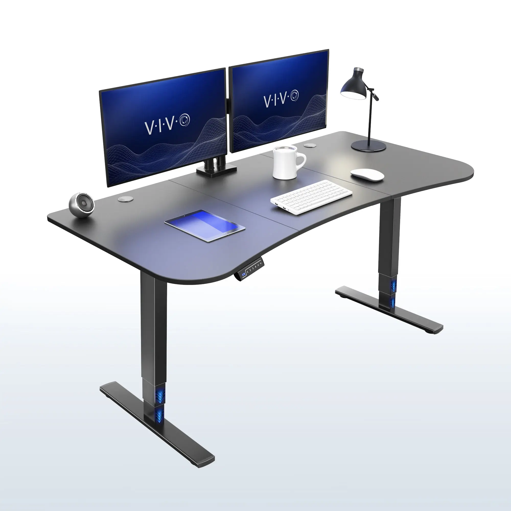 2E Series Modern Motorized Lifting Electric Computer Desk - 63" x 32" Commercial Office Furniture with Touch-Screen Memory Controller