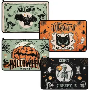 Zonon 4 Pcs Halloween Drying Mats Absorbent Microfiber Drying Mat 24 x 16 Inch Spiderweb Ghost Bat Witch Dish Drying Mat Halloween Washable Drainer Pad for Kitchen Counter Kitchen Decor Accessories