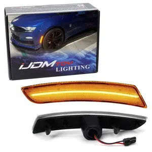 iJDMTOY Clear Lens Amber Full LED Front Side Marker Light Kit For 2016-up Chevy Camaro, 2014-2019 Cadillac CTS, 2015-2019 Cadillac ATS, Powered by 45-SMD LED