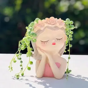 Creative Home Desktop Gardening Small Flower Pot, Balcony Landscape Succulent Planter, Cute Girl Fairy Mini Flower Pot