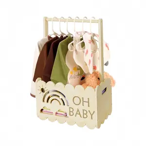 Wooden Baby Shower Crate Closet, Unique Wooden Storage Basket for Boys and Girls, Perfect Welcome Baby Gifts for New Parents