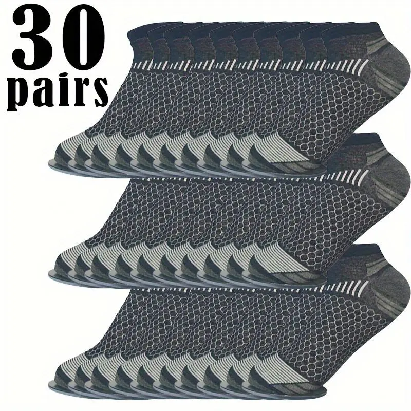 30-Pair Unisex Youth Ribbed Polyester Knit Low-Cut Ankle Socks - Soft, Breathable, Hand Washable, All-Season Youth Athletic Multi-Sport Performance Socks for Teens' Basketball, Volleyball, Youth Athletic Socks, Multi-Sport Sports Socks