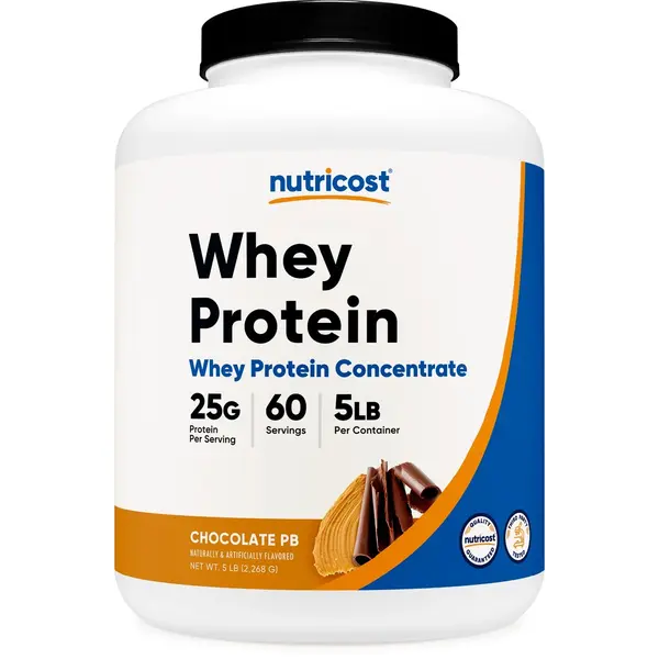Nutricost Milk-Based Whey Protein Concentrate Powder - Chocolate Peanut Butter Flavor, 5LBS, Gluten-Free, Milk-Containing Protein Powder for Fitness & Nutrition Support