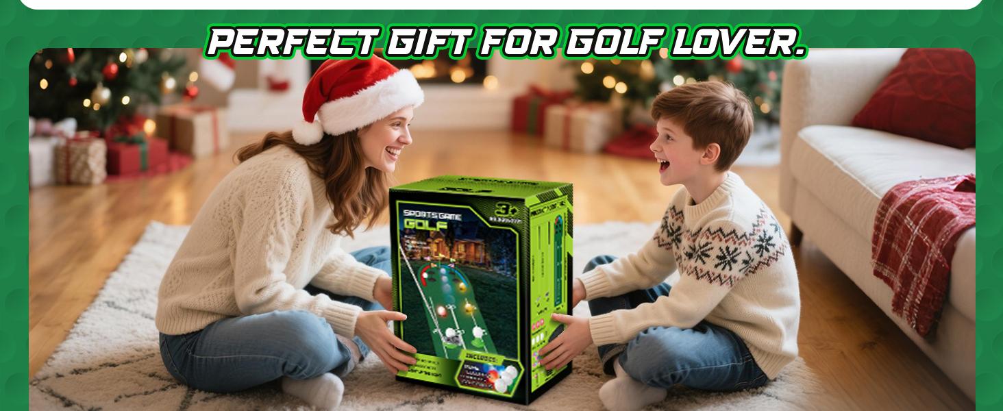 VATOS Golf Putting Mat Indoor for Kids - Golf Game Set with LED Balls, Glow Holes, Irons & Putters, Portable Putting Green Outdoor for Home Backyard Party, Golfs Toy Gifts for Kids 6-14