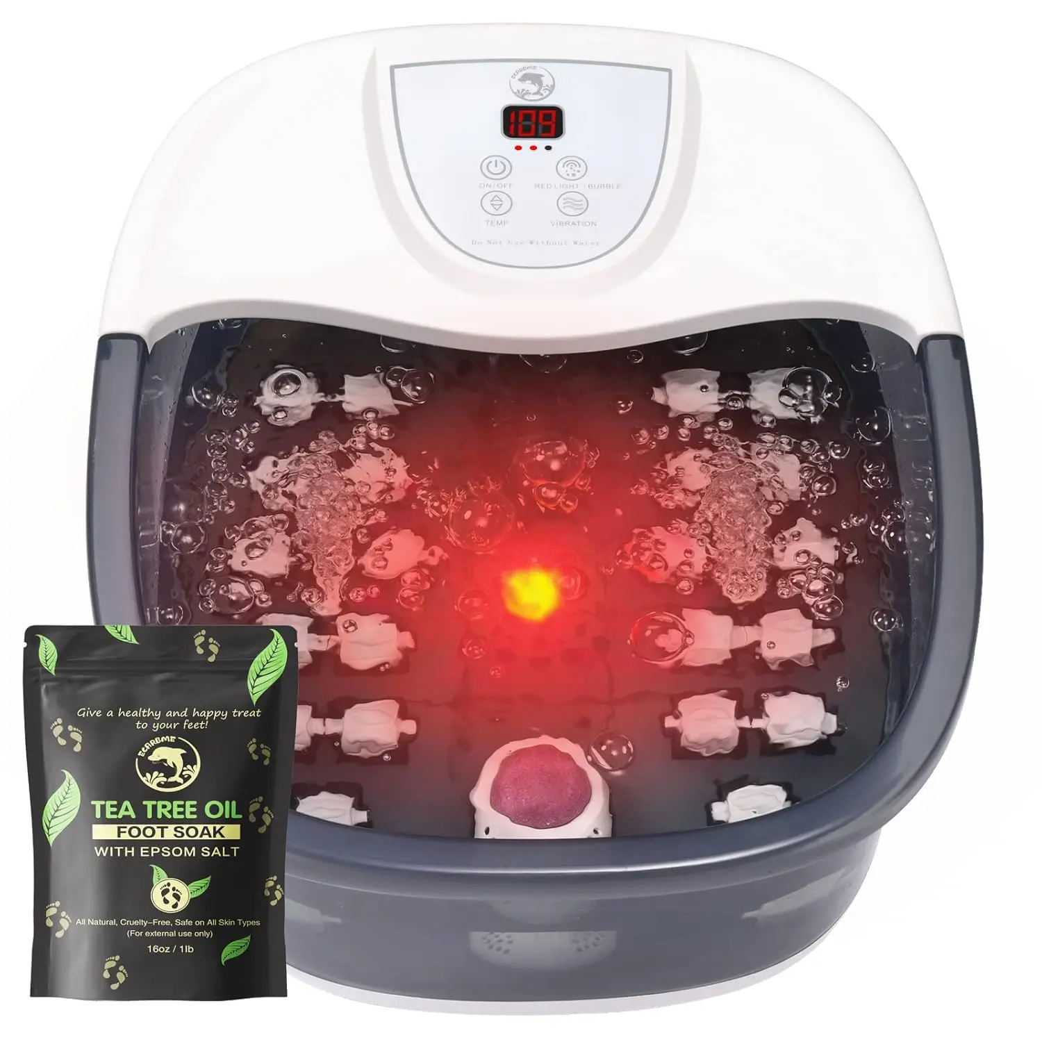 Foot  Bath  with Heat, Foot Bath with 22 Massage Rollers, Temperature Control, Jets, Bubbles, Epsom Salt and Vibration, Foot Soaking Tub for Relaxation - Grey