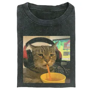 Retro Funny Vintage Graphic Tee,WACKY CAT T-SHIRT,Animal Shirt,Unisex Meme Cringe Funny Dumb Shirt,Gift For Men Women,Menswear Womenswear Streetwear Cotton Comfort121501 Oversized Tshirt