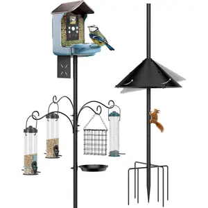92 Inch Bird Feeder Pole with Squirrel Proof Baffle Heavy Duty Stand for Outdoor Backyard Garden Bird Watching and Parakeet Cages