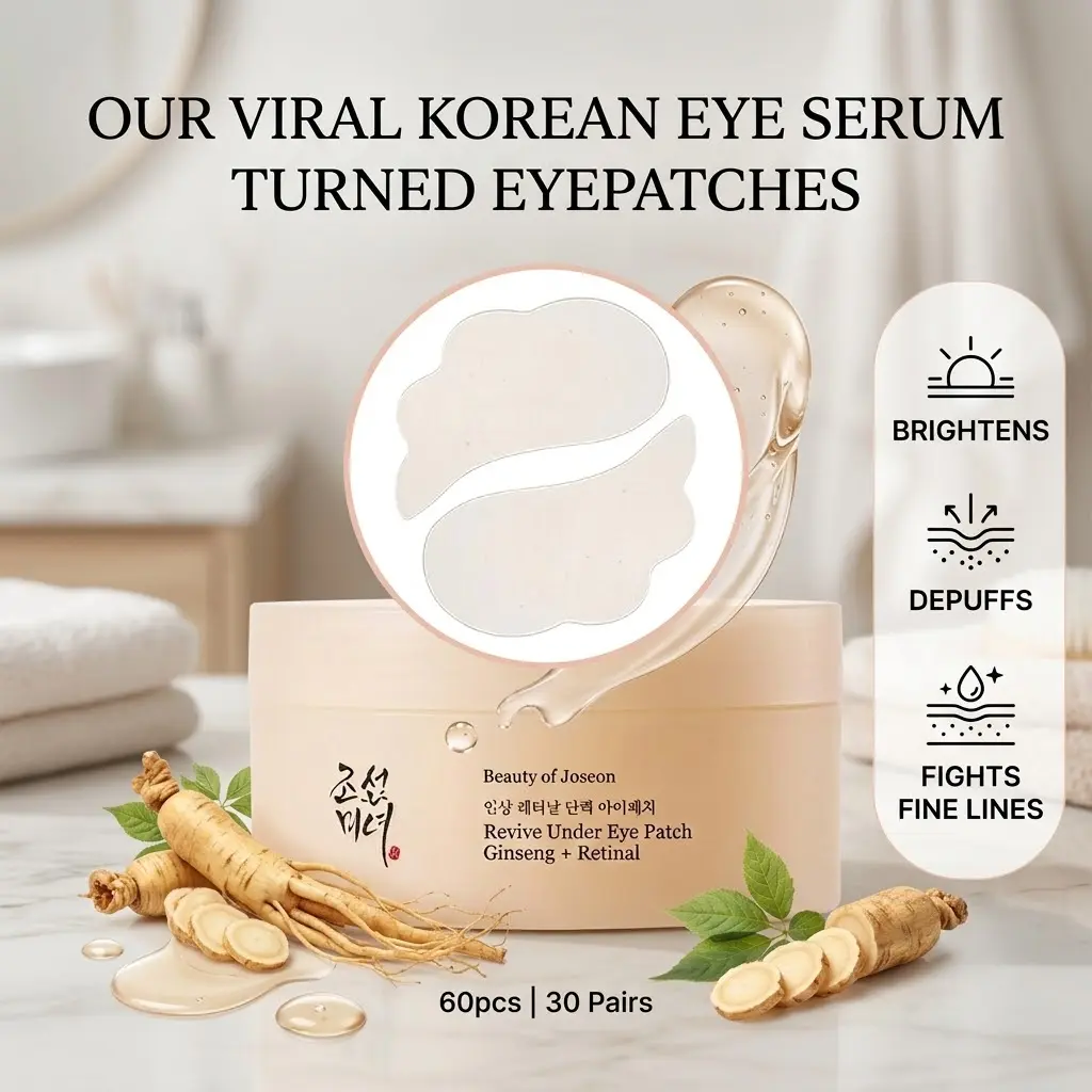 Revive Under Eyepatch : Ginseng + Retinal 60pcs | OUR VIRAL KOREAN EYE SERUM TURNED EYEPATCHES, BRIGHTENS, DEPUFFS & FIGHTS FINE LINES