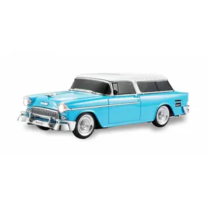 Kik_Vintage Style Vinyl Roof Car Design Automobile LED Lights Bluetooth Wireless Speaker WS-1955 for Universal Cell Phone And Bluetooth Device (Blue) Audio Portable Stereo Compact Radio Rechargeable