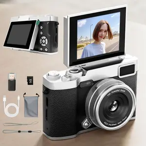 Flip Screen CCD Camera, Student Pocket Camera, Teenage Portable Camera, Entry-Level Digital Camera with Memory Card, Back-To-School Season