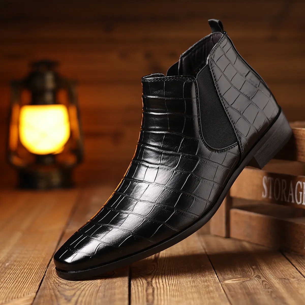 Men’s Chelsea boots, pointed toe, British style slip-on short boots—business, commuting, casual, versatile