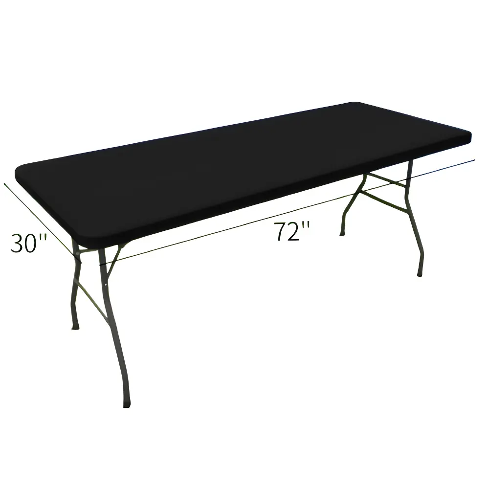 Elastic Edge Fitted Tablecloth - 6FT Rectangle 30"x72" Black, Washable, Waterproof Cover with Secure Hold for Indoor Outdoor Patio, Picnic
