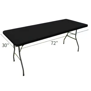 6 Foot Rectangle Tablecloth Elastic Fitted for Picnic Outdoor Camping Banquet Parties Washable Patio Cover Black 30"x72" Flexible Durable Waterproof